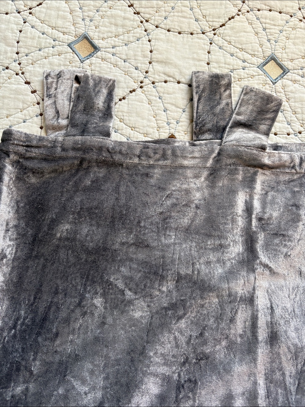 URBAN OUTFITTERS HOME CRUSHED VELVET HEAVY DRAPES/CURTINS / SILVER GREY - Picture 3 of 6